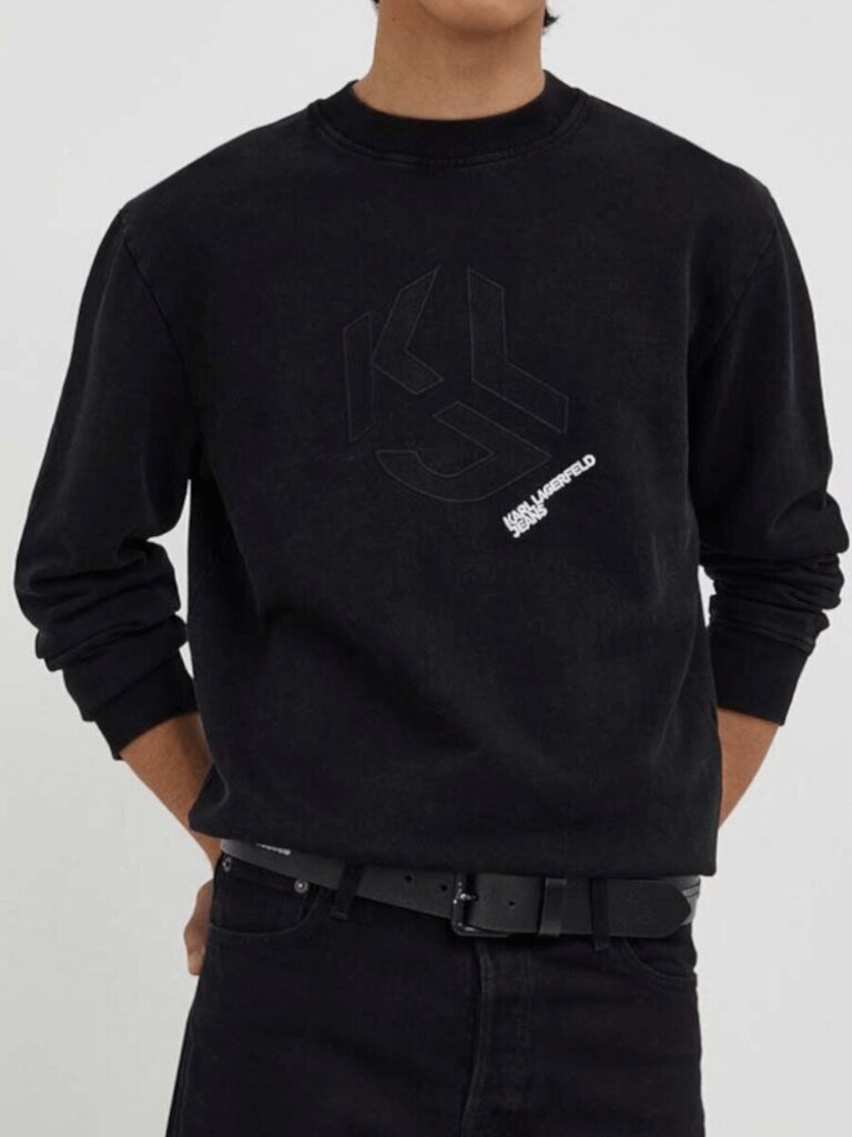 Karl Lagerfeld Jeans džemperis vīriešiem Black Garment Dyed 240D1802 563760208, melns cena un informācija | Vīriešu jakas | 220.lv
