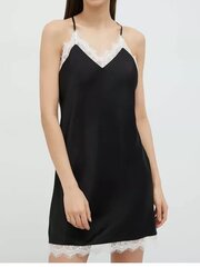 Karl Lagerfeld naktsveļa sievietēm Lace Trim Satin Negligee 545009796, melna cena un informācija | Naktskrekli, pidžamas | 220.lv