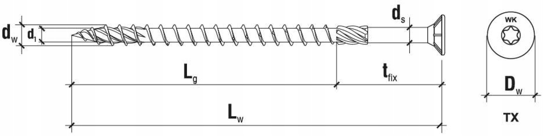 50 gab. Skrūves kokam 8x240 mm, konusveida, TORX, Klimas WKCS цена и информация | Stiprinājumi | 220.lv