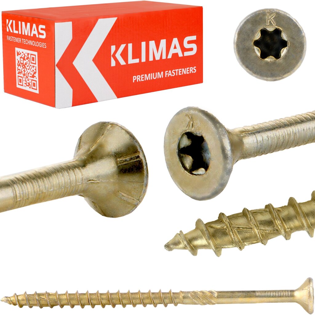 100 gab. Skrūves kokam 6x70 mm, konusveida, TORX, Klimas WKCS цена и информация | Stiprinājumi | 220.lv