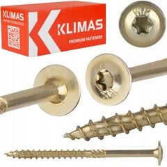 25 gab. Skrūves kokam 8x140 mm, plakana, TORX, Klimas WKCP cena un informācija | Stiprinājumi | 220.lv