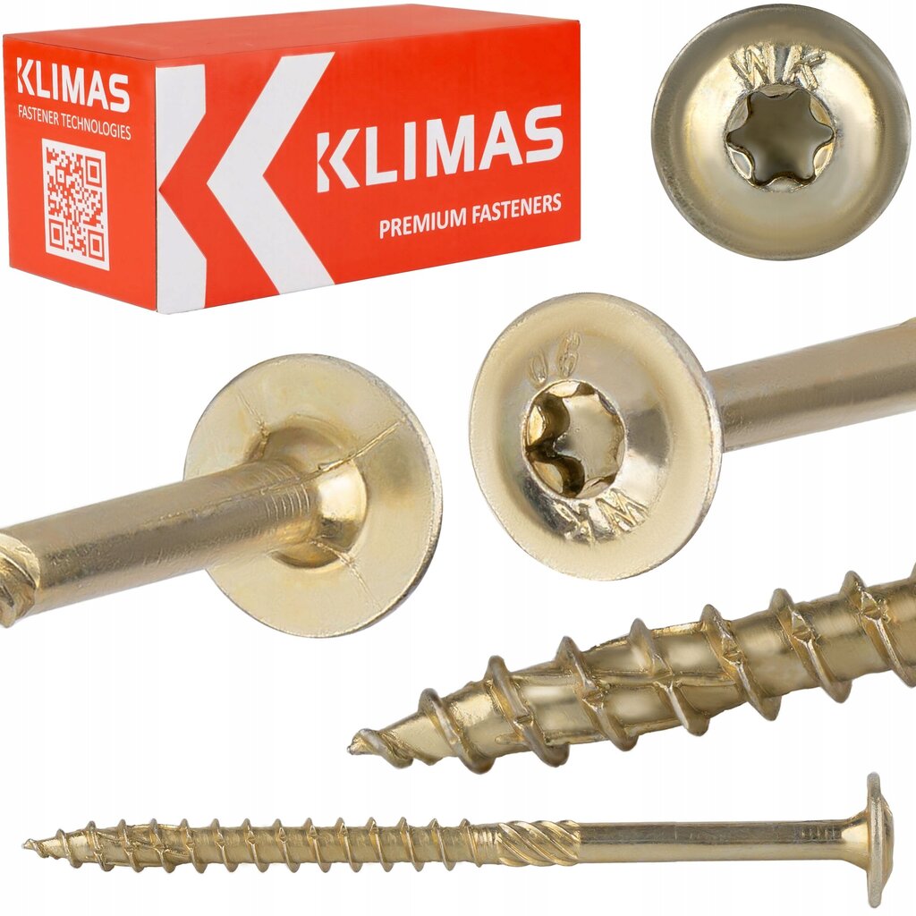 50 gab. Skrūves kokam 8x240 mm, plakana, TORX, Klimas WKCP cena un informācija | Stiprinājumi | 220.lv