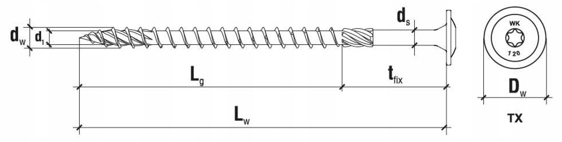 50 gab. Skrūves kokam 8x300 mm, plakana, TORX, Klimas WKCP cena un informācija | Stiprinājumi | 220.lv