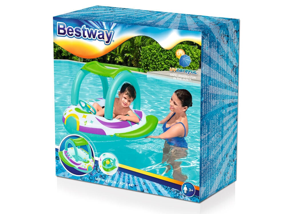 Piepūšamā bērnu laiva ar nojumi Bestway, 107 cm x 112 cm cena un informācija | Ūdens, smilšu un pludmales rotaļlietas | 220.lv