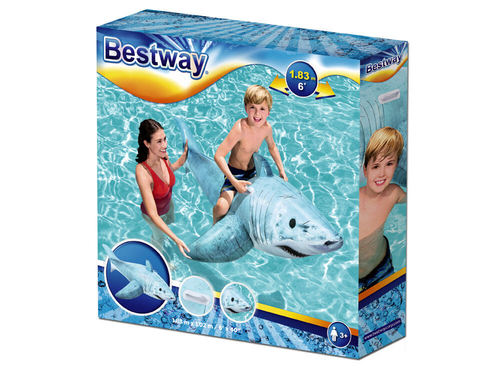 Piepūšamā haizivs Bestway, zils, 183x102cm cena un informācija | Ūdens, smilšu un pludmales rotaļlietas | 220.lv