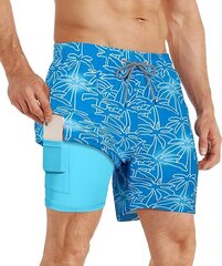 APTRO Мужские плавательные шорты, сетчатая подкладка, синие цена и информация | Плавки, плавательные шорты | 220.lv