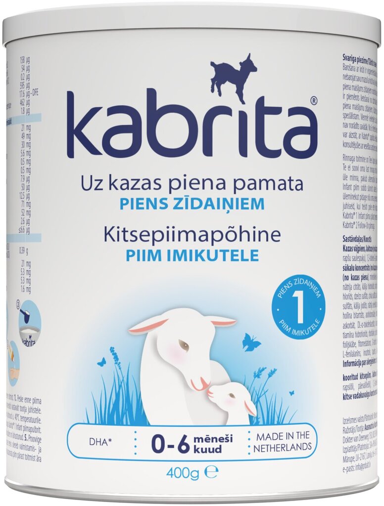 Piena maisījums Kabrita 1, 0-6 mēneši, 400 g цена и информация | Piena maisījumi (0-6 mēn.) | 220.lv