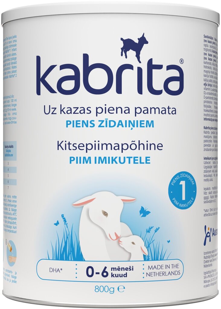 Piena maisījums Kabrita 1 Infant formula, 0–6 mēn, 800 g cena un informācija | Piena maisījumi (0-6 mēn.) | 220.lv