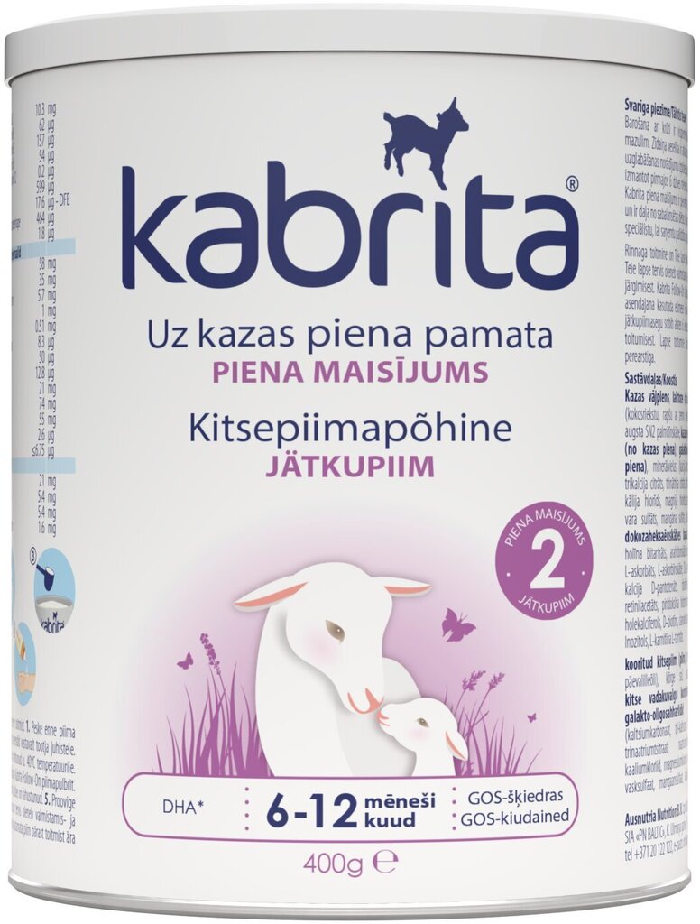 Piena maisījums Kabrita 2, 6-12 mēn, 400 g цена и информация | Piena maisījumi (6+ mēn.) | 220.lv