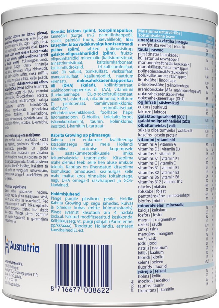 Piena maisījums Kabrita 3 Growing-up formula, 12 mēn+, 800g цена и информация | Piena maisījumi (6+ mēn.) | 220.lv