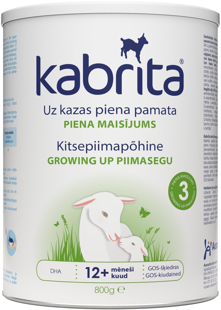 Piena maisījums Kabrita 3 Growing-up formula, 12 mēn+, 800g цена и информация | Piena maisījumi (6+ mēn.) | 220.lv