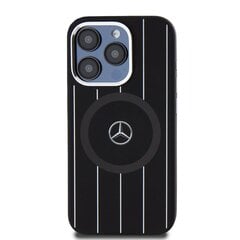 Mercedes Liquid Silicon Stripes Pattern MagSafe Case for iPhone 15 Pro Max Black цена и информация | Чехлы для телефонов | 220.lv