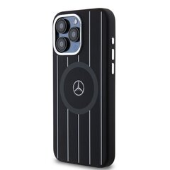 Mercedes Liquid Silicon Stripes Pattern MagSafe Case for iPhone 15 Pro Max Black цена и информация | Чехлы для телефонов | 220.lv