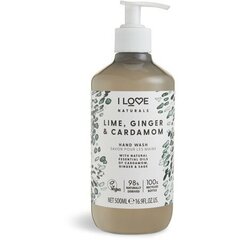 Mitrinošas šķidrās roku ziepes I Love Naturals Natura ls Lime, Ginger & Cardamon, 500 ml cena un informācija | Ziepes | 220.lv