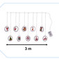 Aizkaru apgaismojums ar figūrām un tālvadības pulti, silti balts, 3 m cena un informācija | Ziemassvētku lampiņas, LED virtenes | 220.lv