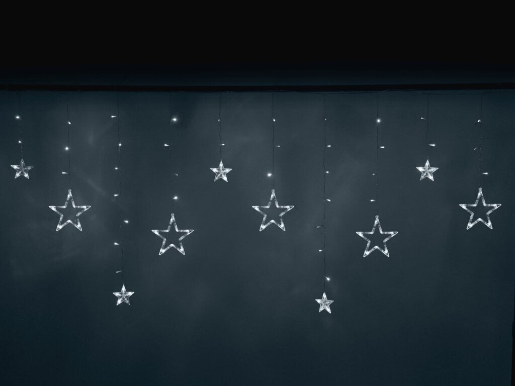 Aizkaru spuldzītes ar zvaigznēm, baltas, 2,5 m cena un informācija | Ziemassvētku lampiņas, LED virtenes | 220.lv