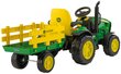 Vienvietīgs bērnu elektriskais traktors Peg Perego Peg Perego John Deere Ground Force with trailer 12V/330W цена и информация | Bērnu elektroauto | 220.lv