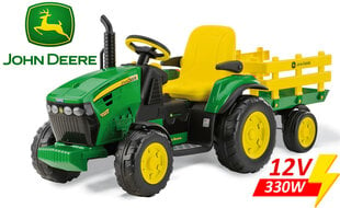 Vienvietīgs bērnu elektriskais traktors Peg Perego Peg Perego John Deere Ground Force with trailer 12V/330W cena un informācija | Bērnu elektroauto | 220.lv