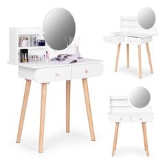 Kosmētikas galdiņš ar spoguli un plauktiem, balts цена и информация | Туалетные столики | 220.lv