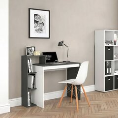 Офисный компьютерный стол с книжным шкафом и 4 полками, белый и серый цена и информация | Компьютерные, письменные столы | 220.lv