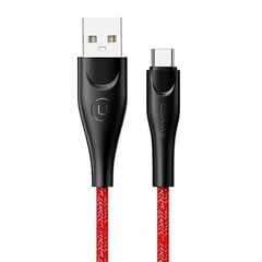 USAMS Kabel pleciony U41 USB-C 1m 2A czerwony|red SJ392USB02 (US-SJ392) Fast Charge цена и информация | Кабели для телефонов | 220.lv