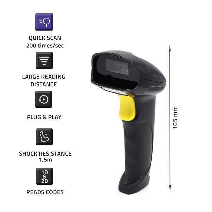 Qoltec Laser Barcode Scanner 50853 cena un informācija | Smart ierīces un piederumi | 220.lv