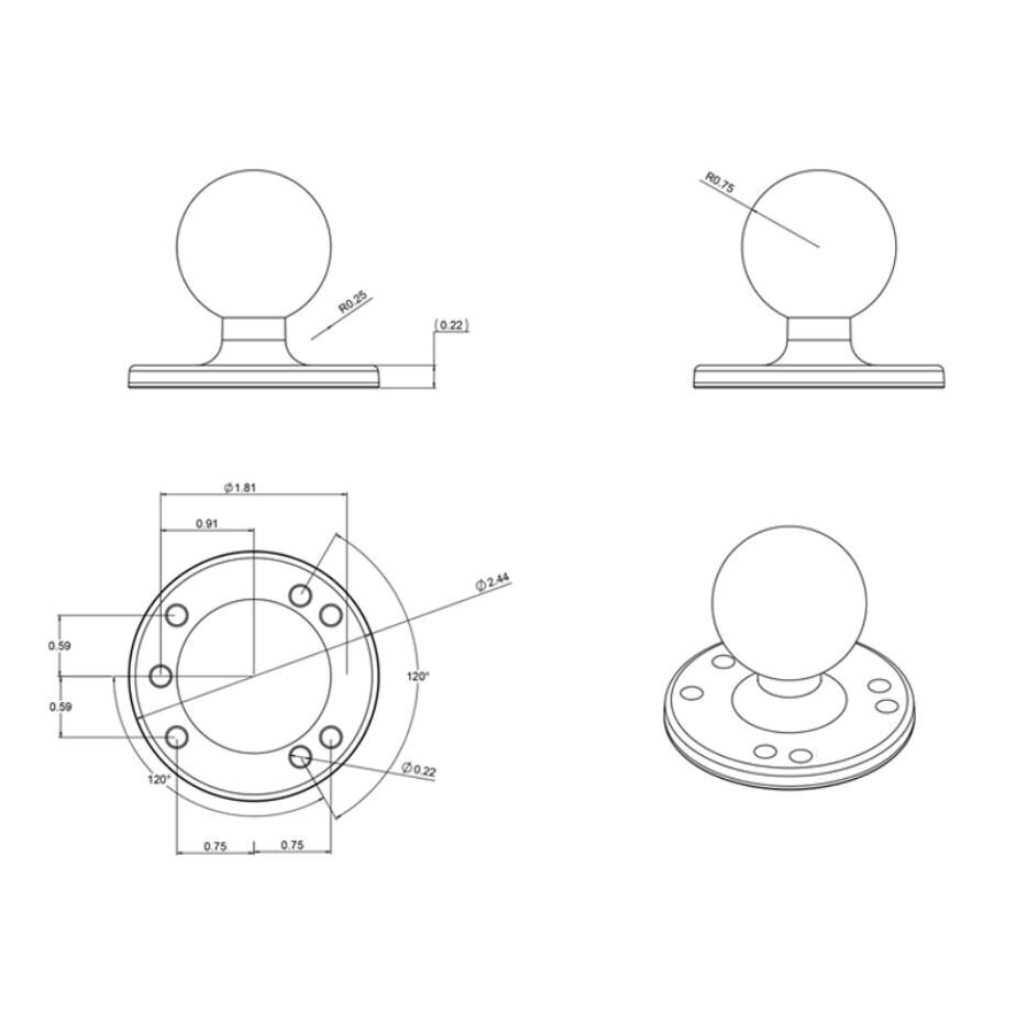 Ram Mount Mounting RAM-202U cena un informācija | Auto turētāji | 220.lv