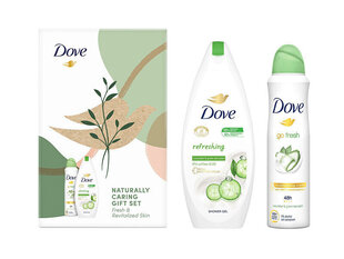 Komplekts Dove Refreshing: dušas želeja, 250 ml + izsmidzināms dezodorants, 150 ml cena un informācija | Dušas želejas, eļļas | 220.lv