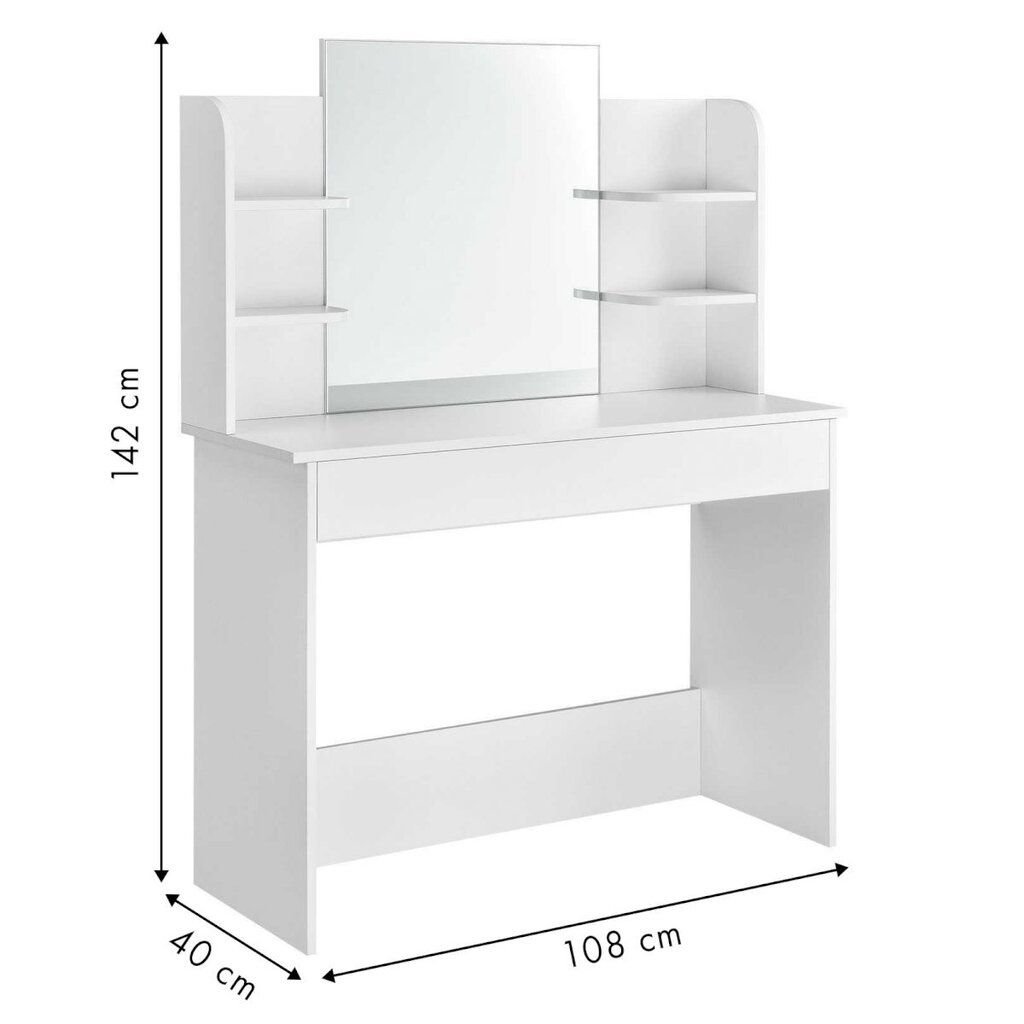 Kosmētikas galdiņš ar spoguļu plauktiem, 60 cm, balts cena un informācija | Kosmētikas galdiņi | 220.lv
