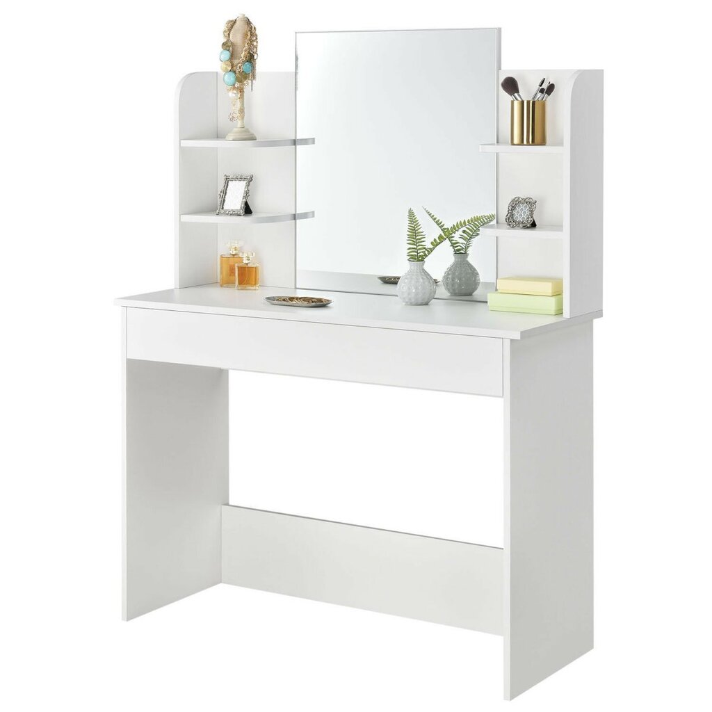 Kosmētikas galdiņš ar spoguļu plauktiem, 60 cm, balts cena un informācija | Kosmētikas galdiņi | 220.lv