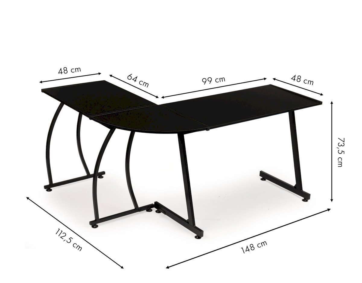 Moderns stūra galds, 99 cm x 48 cm, melns цена и информация | Datorgaldi, rakstāmgaldi, biroja galdi | 220.lv