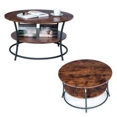 Кофейный столик с рисунком дуба в деревенском стиле, круглый, коричневый цена и информация | Журнальные столики | 220.lv