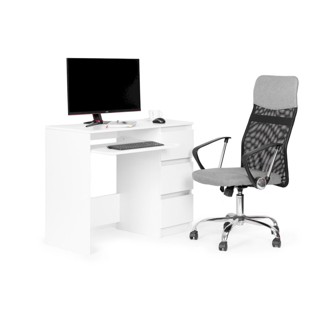 Portatīvo datoru galds ar riteņiem, 90 cm x 45 cm, balts cena un informācija | Datorgaldi, rakstāmgaldi, biroja galdi | 220.lv