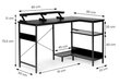 Datorgalds ar 3 melniem plauktiem, stūra, 120 cm x 50 cm cena un informācija | Datorgaldi, rakstāmgaldi, biroja galdi | 220.lv