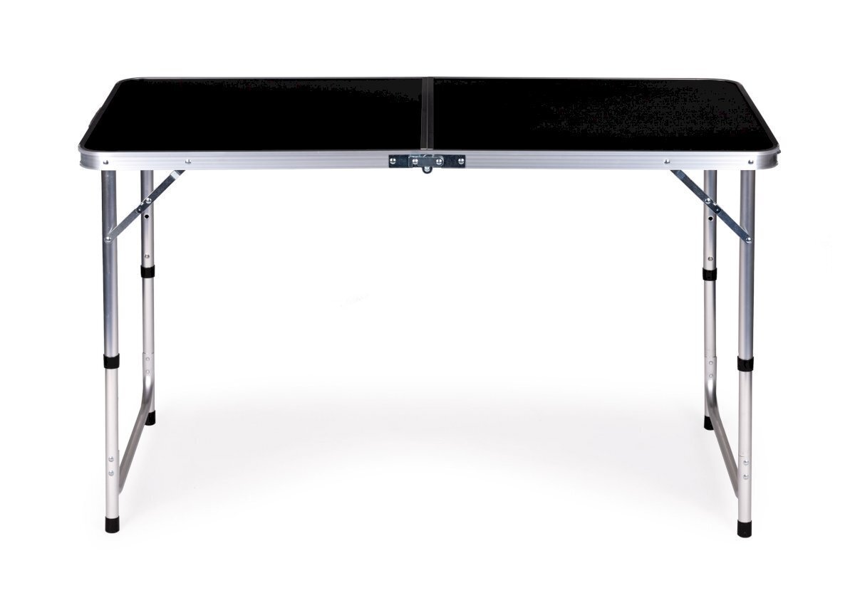 Tūrisma saliekamais kempinga galds, 119,5 cm x 60 cm, melns цена и информация | Dārza galdi | 220.lv