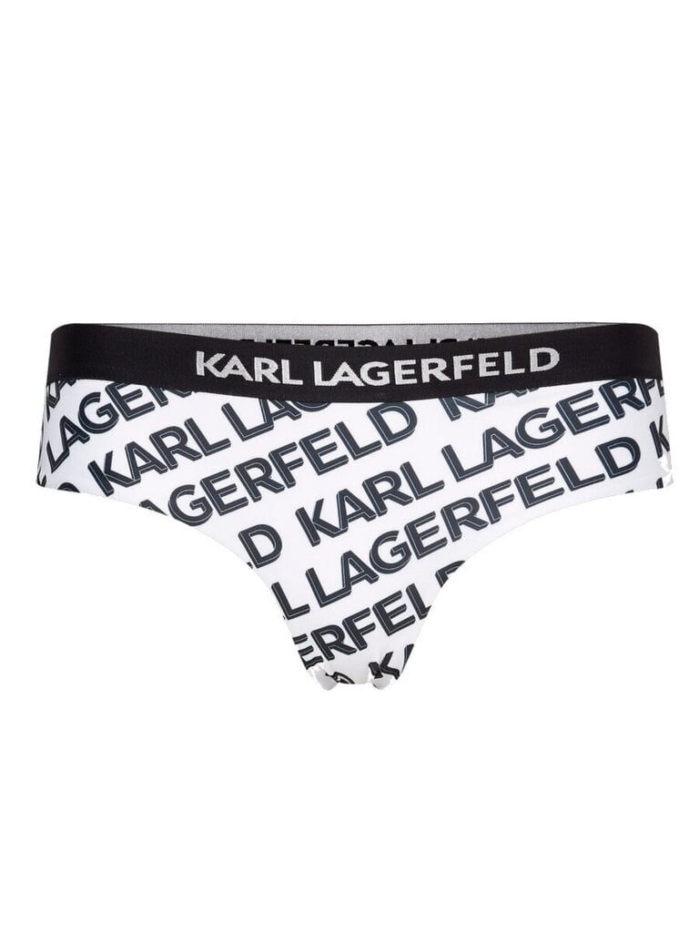 Karl Lagerfeld bikini biksītes sievietēm Hipster W/ Logo Elastic Diagonal All Over White 545009850, baltas/melnas cena un informācija | Peldkostīmi | 220.lv