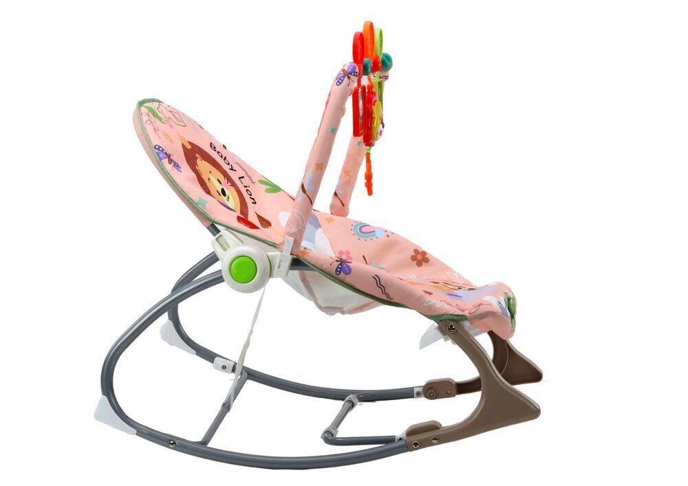 Guļamkrēsls ar skaņām un vibrāciju Lean Toys, pink, 66 cm x 47,5 cm x 43 cm cena un informācija | Bērnu šūpuļkrēsliņi | 220.lv