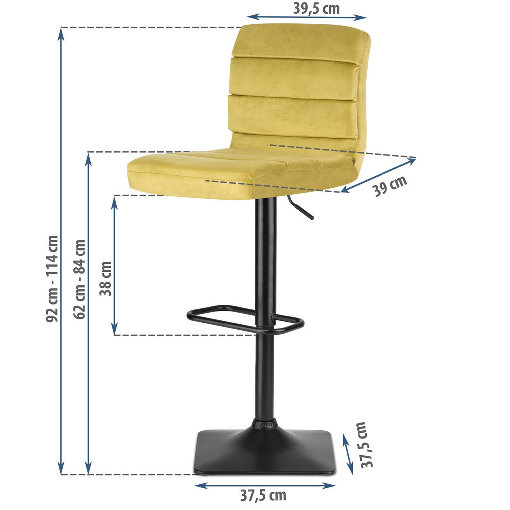 Bāra krēsls ar atzveltni, Drava, dzeltens cena un informācija | Virtuves un ēdamistabas krēsli | 220.lv
