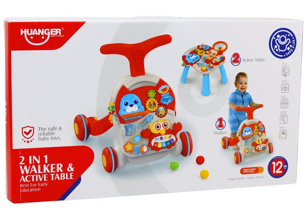 Interaktīva stumjamā rotaļlieta Huanger 2in1, red, 37 cm x 33 cm x 24 cm цена и информация | Staigulīši | 220.lv