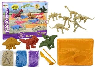 Kinētiskās smiltis ar dinozauru veidnēm Lean Toys, 6 gab. цена и информация | Принадлежности для рисования, лепки | 220.lv