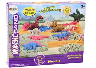 Kinētiskās smiltis ar dinozauru veidnēm Lean Toys, 6 gab. цена и информация | Принадлежности для рисования, лепки | 220.lv