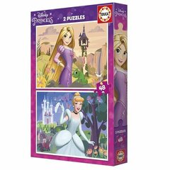 2 Pužļu komplekts Disney Princess Cinderella and Rapunzel 48 gab цена и информация | Пазлы | 220.lv