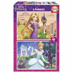 2 Pužļu komplekts Disney Princess Cinderella and Rapunzel 48 gab cena un informācija | Puzles, 3D puzles | 220.lv