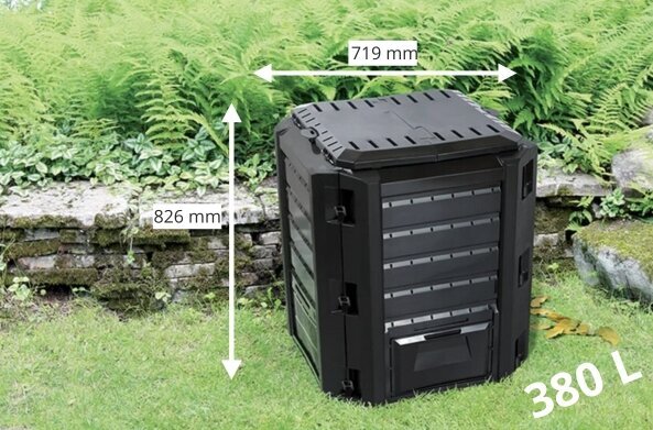 Garden Party Party 1 kameras kompostētājs, 380 l, melns cena un informācija | Komposta kastes un āra konteineri | 220.lv