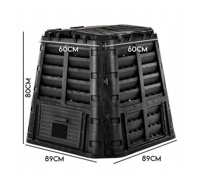 Ekobat 1 kameru kompostētājs, 480 l ,melns cena un informācija | Komposta kastes un āra konteineri | 220.lv
