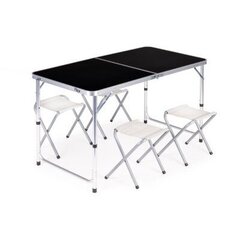 Складной стол с 4 стульями ModernHome 1HTA120R, черный цена и информация | Комплекты уличной мебели | 220.lv