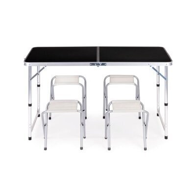 Saliekamais kempinga galds ar 4 krēsliem, ModernHome 1HTA120R, melns cena un informācija | Dārza mēbeļu komplekti | 220.lv