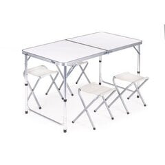 Saliekamais kempinga galds ar 4 krēsliem, ModernHome 1HTA120R, balts cena un informācija | Dārza mēbeļu komplekti | 220.lv