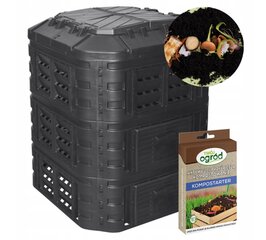 Patruļgrupa 1 kameras kompostētājs, 860 l melns + Mēslojums Organiskais, Dabīgais Twój Ogród Granulas 0,1 kg cena un informācija | Komposta kastes un āra konteineri | 220.lv
