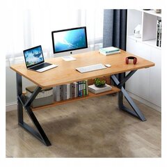 Datorgalds, biroja galds ar plauktu, 120 cm x 40 cm, gaiši brūns cena un informācija | Datorgaldi, rakstāmgaldi, biroja galdi | 220.lv